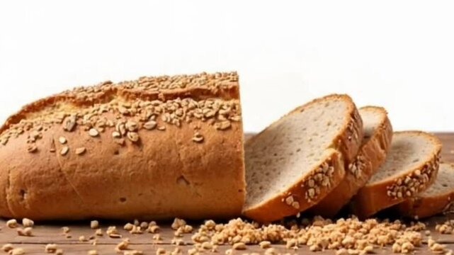 sliced bread on a white background