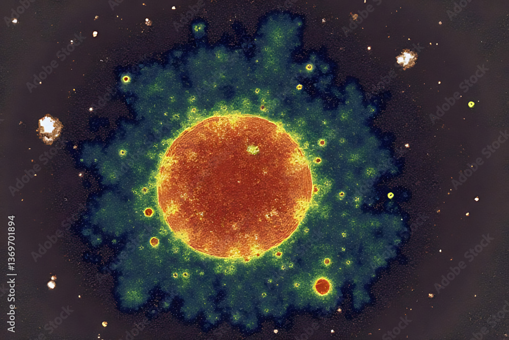 Poster exploring cosmic phenomena star formation in deep space astronomy digital art universe view