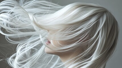 Naklejka premium Majestic long flowing hairstyle with delicate silver thread interwoven 