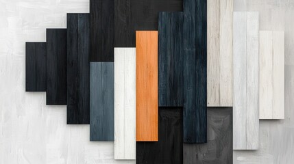 Diverse wood planks in varied shades and hues arranged in an overlapping pattern