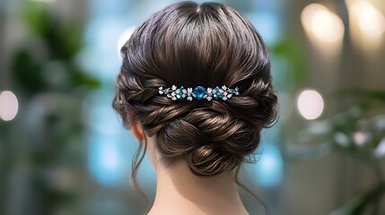 Layered princess haircut with soft curls and a dazzling sapphire hairband 
