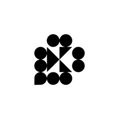 Abstract Geometric Composition: Black Shapes on White Background