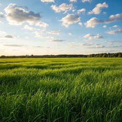 Obraz premium green field and blue sky