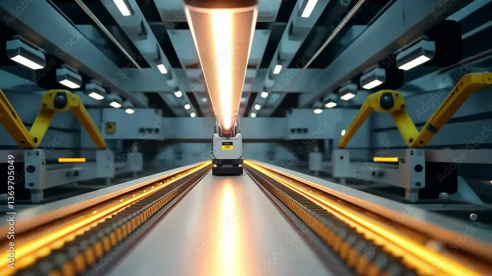 Poster robotic arm with laser on automated production line