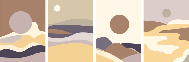 Abstract Mountain Aesthetic wall art vector.