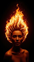 Fiery Woman: A Dramatic Portrait of Beauty and Power