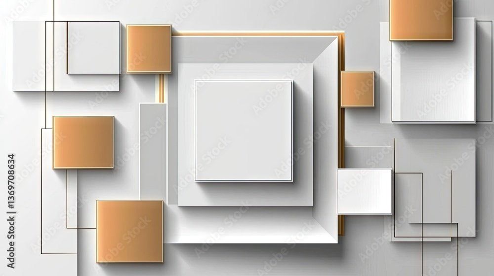 Poster abstract 3d white geometric square pattern in paper art style, perfect for banners and website backg