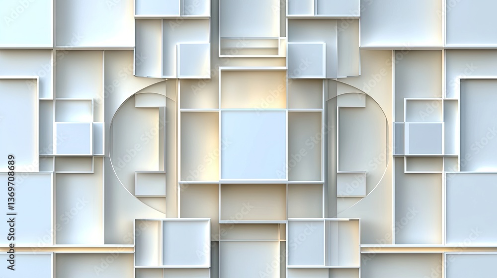 Poster abstract 3d white geometric square pattern in paper art style, perfect for banners and website backg
