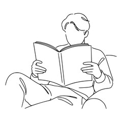 Magazine Reading Pose Line Art: Simplify Leisure with Minimalist Art