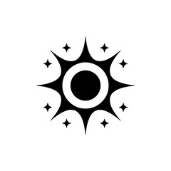 Abstract Black and White Sunburst Logo with Stars