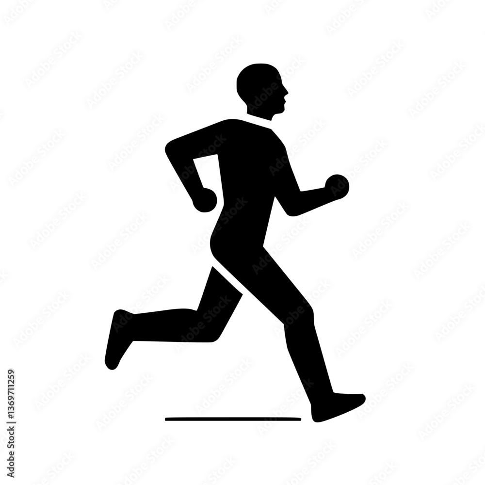 Poster running man pictogram: a simple silhouette depicts a figure in motion ideal for representing exercis