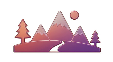 Isolated Mountain Landscape - Nature Icon