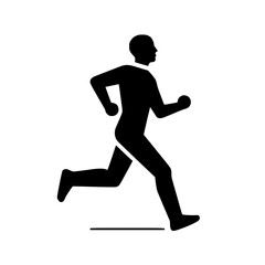 Fototapeta premium Running Man Pictogram: A simple silhouette depicts a figure in motion ideal for representing exercise sports or active lifestyles Symbol of fitness