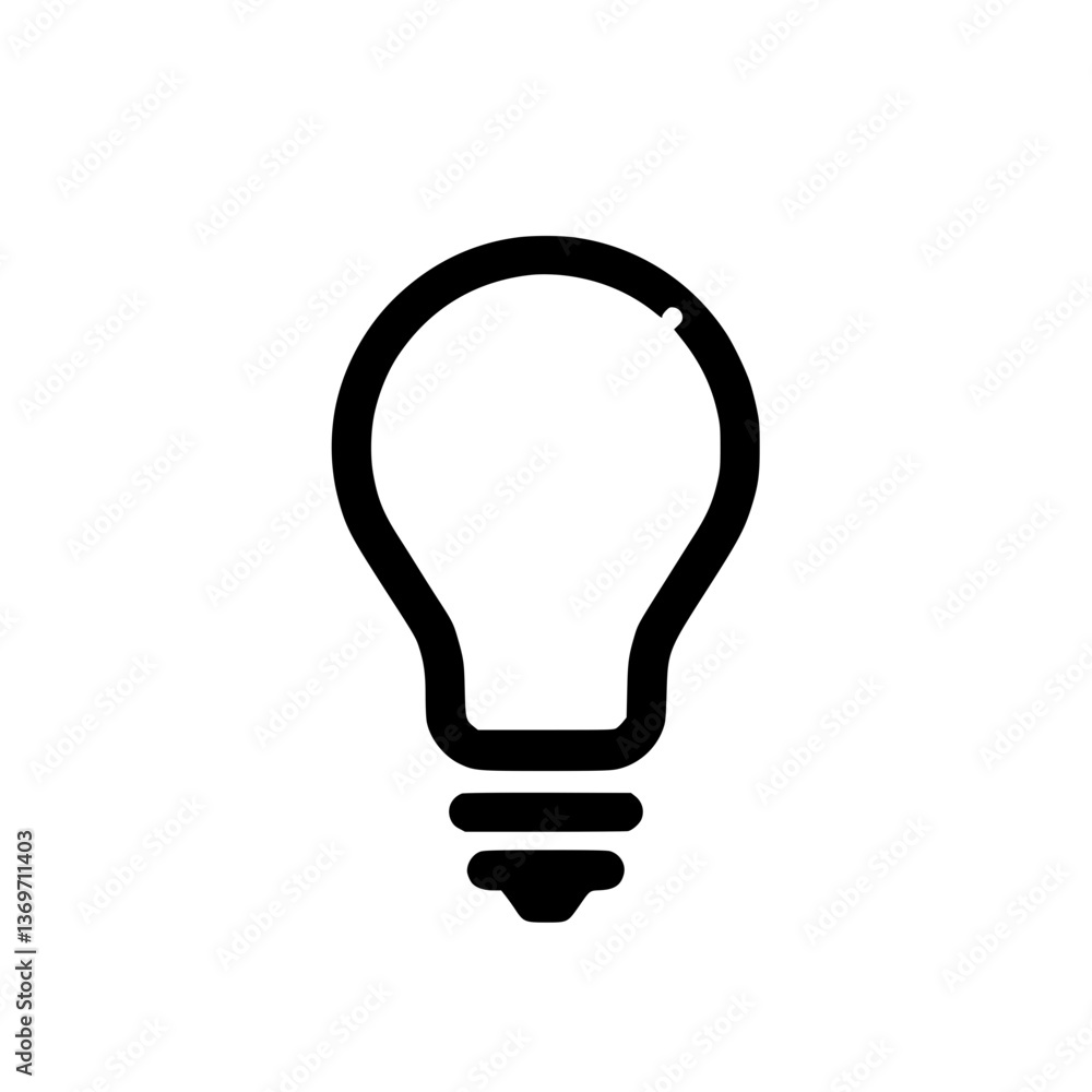 Poster a minimalist icon of a lightbulb symbolizing ideas innovation and illumination outline style on repr