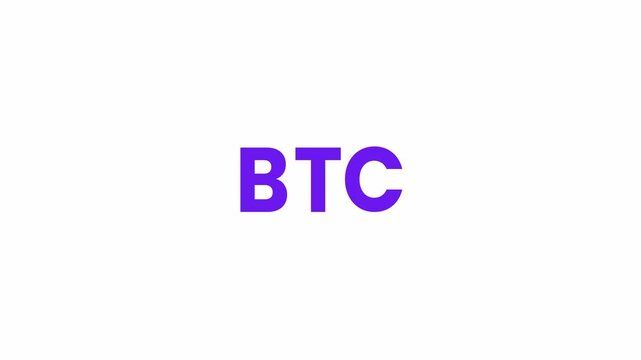 BTC Text Animation. Alpha matte with transparent background 4K resolution.