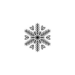 Fototapeta premium Minimalist Black Snowflake Illustration on White Background