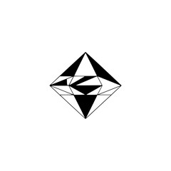 Geometric Diamond with Shadow: Abstract Design, Black & White, Minimalist Concept