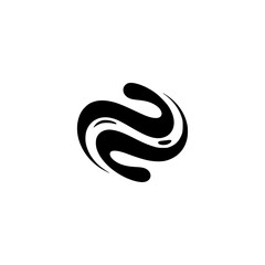 Modern Abstract Swirl Logo: Black & White, Minimalist Design