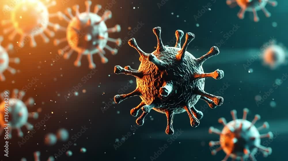 Poster microscopic view of virus structure and cells