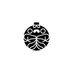 Abstract Black Ornament Design on White, Minimalist Holiday Decor