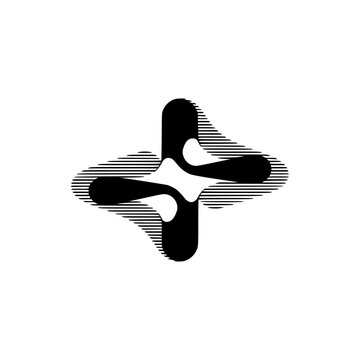 Abstract Geometric Shape with Parallel Lines on White Background