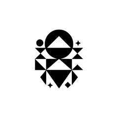 Geometric Abstract Composition: Black & White Shapes on Light Background