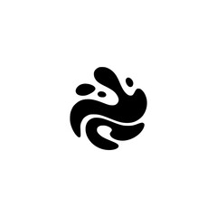 Abstract Black Blob Logo on White, Organic Shape Design