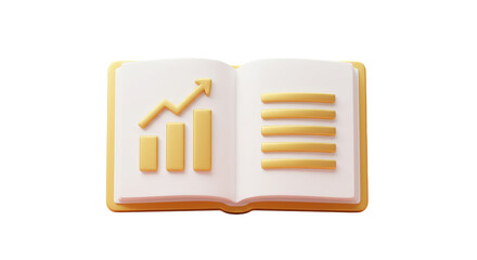 Isolated Open Book with Financial Growth Chart Illustration