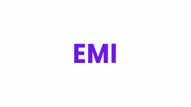 EMI Text Animation. Alpha matte with transparent background 4K resolution.