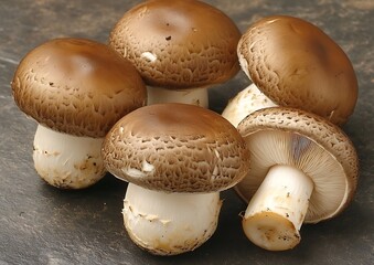 Brown Mushrooms Close Up.