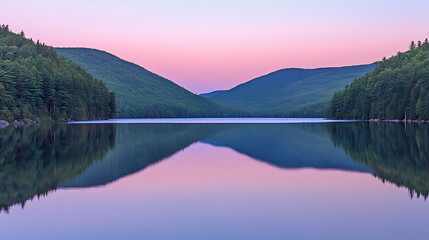 Serene Lake Reflects Sunset's Hues
