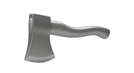 Isolated Silver Axe with Wooden Handle Lumberjack Tool