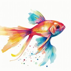 Retro Fish Illustration with a Mid-Century Modern Risograph Print