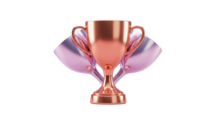 Isolated Rose Gold Trophy with Transparent Background Details