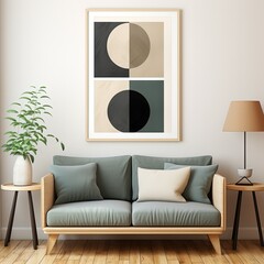 Abstract Minimalist Wall Art with Geometric Shapes and Neutral Palette