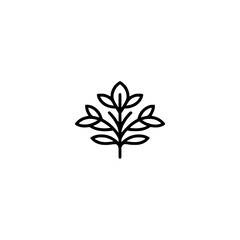 Minimalist Leafy Branch Logo on White Background