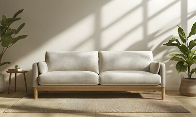 Modern Interior Cozy Living Room with Elegant Scandinavian Decor and Soft Natural Light 3D Illustration