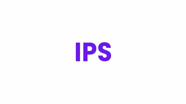 IPS Text Animation. Alpha matte with transparent background 4K resolution.