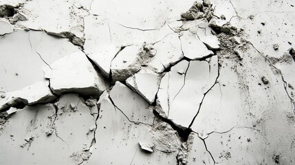 Abstract Cracked concrete wall broken wall at the outside cement corner that effected with earthquake and collapsed ground,wall with crack texture.