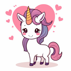 cute unicorn vector with hearts