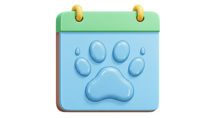 Isolated Calendar with Paw Print for Pet Appointment