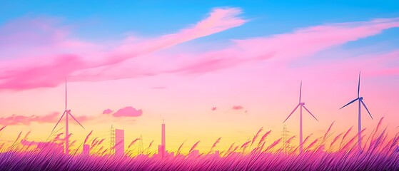 Pastel Sunset Wind Farm