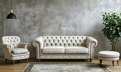 Modern Interior Cozy Living Room with Elegant Scandinavian Decor and Soft Natural Light 3D Illustration