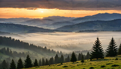 Le soleil se lève sur la nature