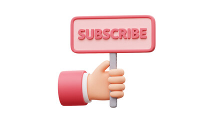 Isolated Hand Holding a Subscribe Sign for Social Media
