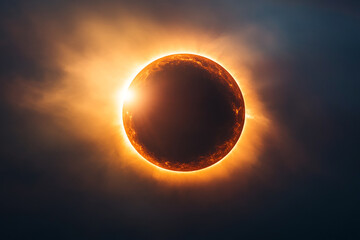 Obraz premium Solar Eclipse. The moon moving in front of the sun. Illustration