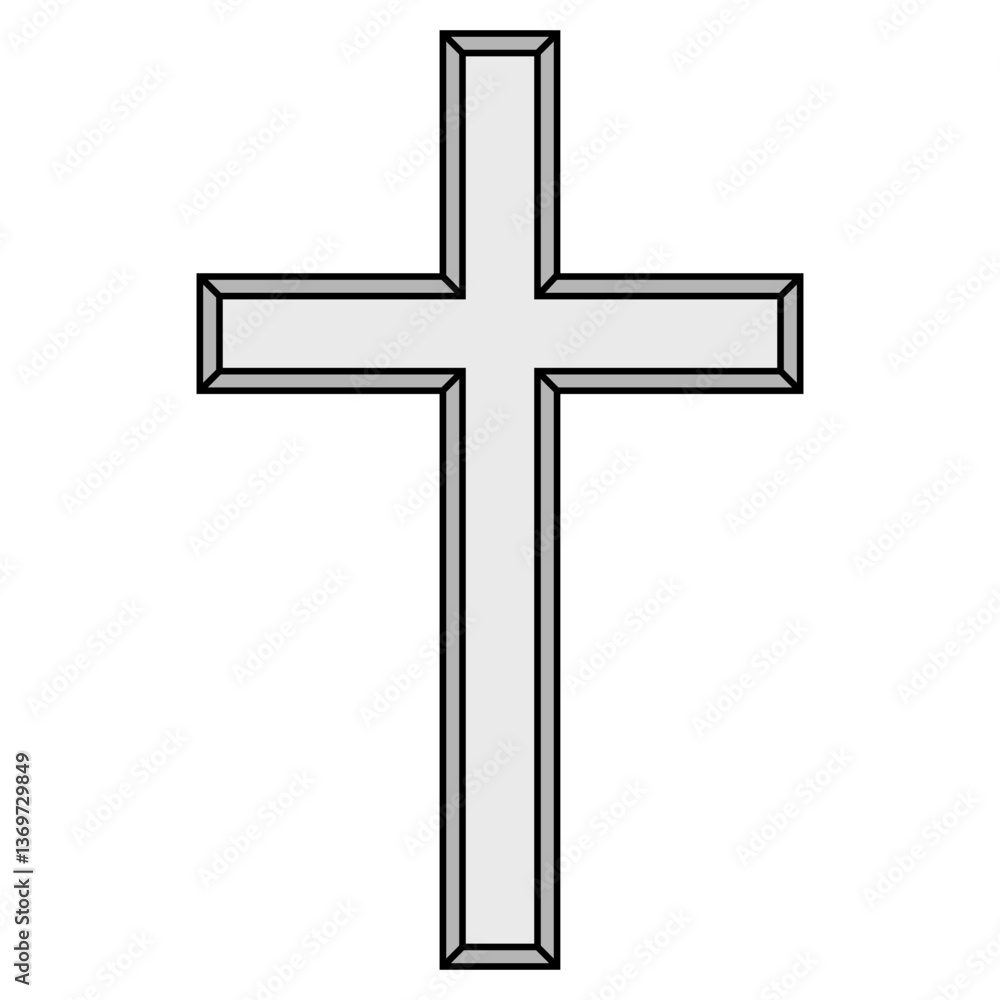 Poster isometric cross icon 3d effect, cross 3d design religious symbol