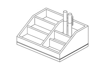 MultiCompartment Wooden Desk Organizer with Pen Holders