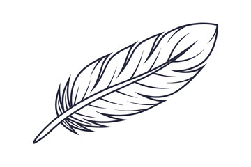 Single Bird Feather Line Art Design vector Graphic