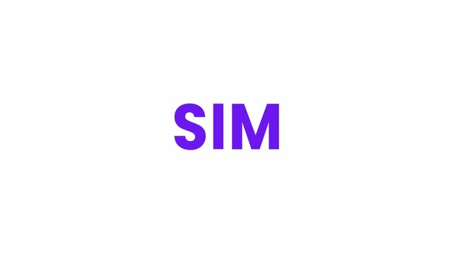 SIM Text Animation. Alpha matte with transparent background 4K resolution.
